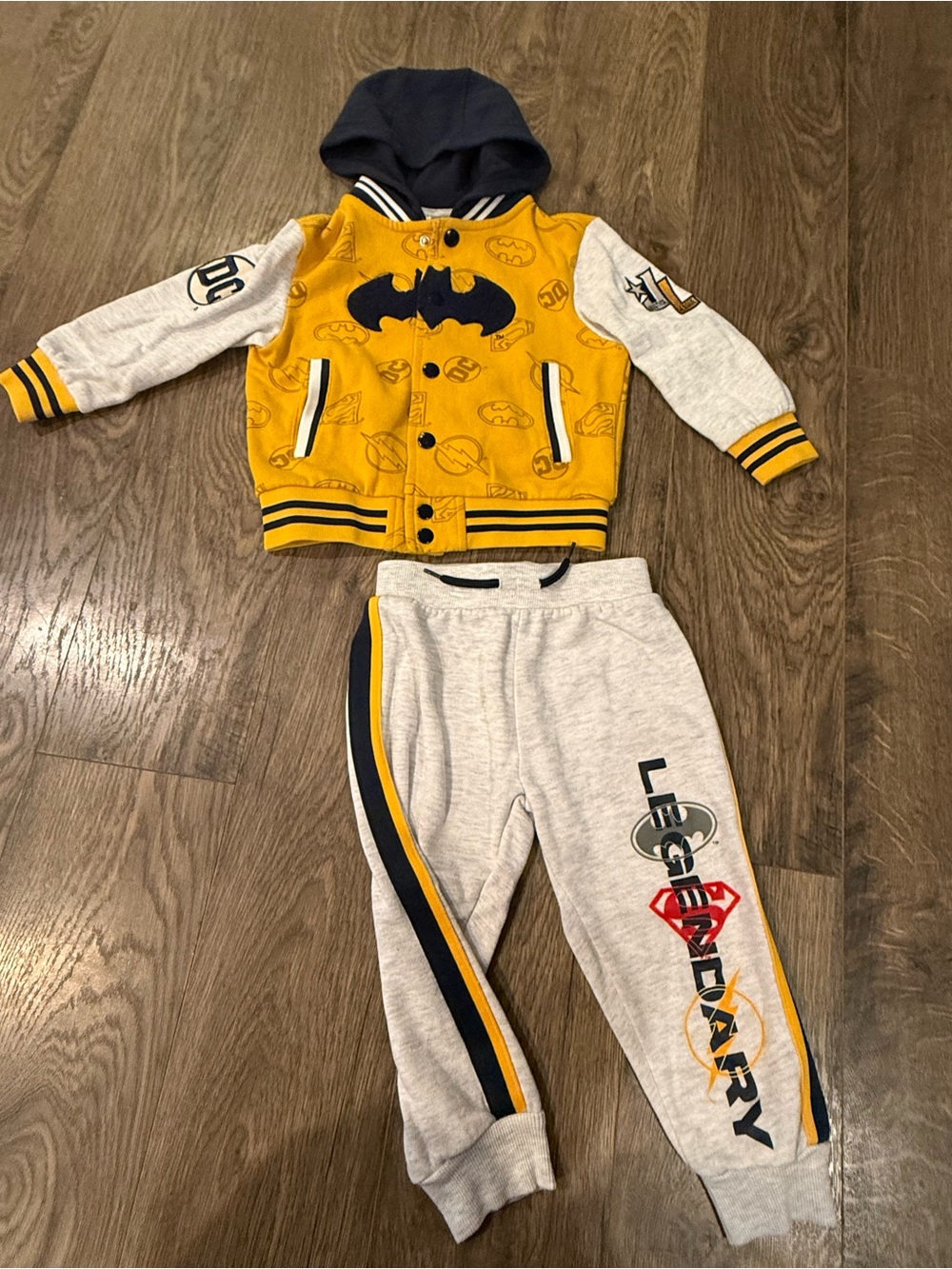 DC Batman Yellow & Gray Hooded Jacket with Gray Joggers
